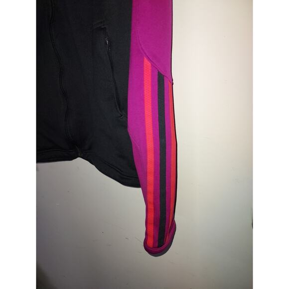 Adidas Women's Jacket XL Full Zip Long Sleeve Climalite Running Magenta Black - Picture 2 of 10